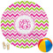 Pink & Green Chevron Round Beach Towel (Personalized)