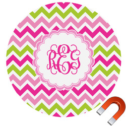 Pink & Green Chevron Car Magnet (Personalized)