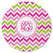 Pink & Green Chevron Round Rubber Backed Coaster (Personalized)