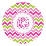 Pink & Green Chevron Round Decal - Small (Personalized)