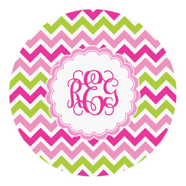 Custom Pink & Green Chevron Round Decal - Small (Personalized)