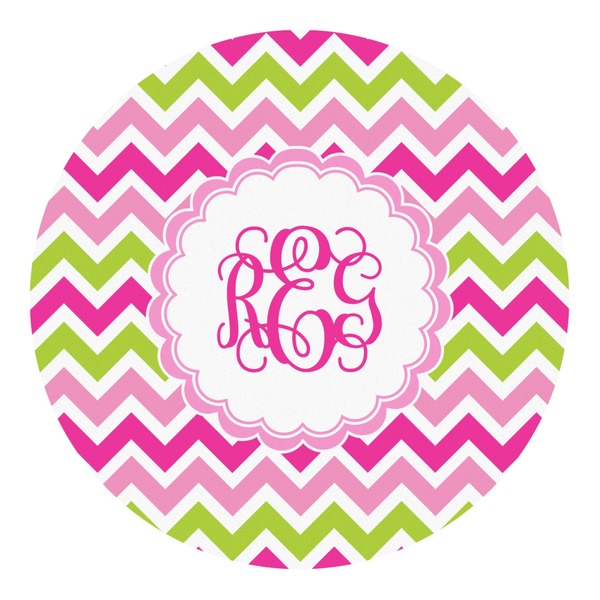 Custom Pink & Green Chevron Round Decal - Medium (Personalized)