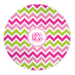 Pink & Green Chevron 5' Round Indoor Area Rug (Personalized)