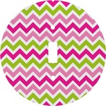 Pink & Green Chevron Round Light Switch Cover