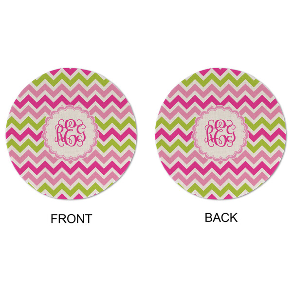 Pink & Green Chevron Round Linen Placemats - APPROVAL (double sided)