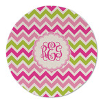 Pink & Green Chevron Round Linen Placemat (Personalized)