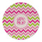 Pink & Green Chevron Round Linen Placemats - FRONT (Single Sided)