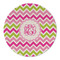Pink & Green Chevron Round Linen Placemat (Personalized)