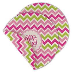 Pink & Green Chevron Round Linen Placemat - Double Sided - Set of 4 (Personalized)