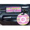 Pink & Green Chevron Round Luggage Tag & Handle Wrap - In Context