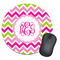 Pink & Green Chevron Round Mouse Pad