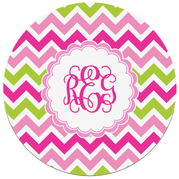 Pink & Green Chevron Round Mousepad - APPROVAL