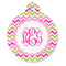 Pink & Green Chevron Round Pet ID Tag - Large - Front