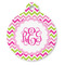 Pink & Green Chevron Round Pet ID Tag (Personalized)