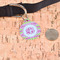 Pink & Green Chevron Round Pet ID Tag - Large - In Context