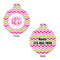 Pink & Green Chevron Round Pet Tag - Front & Back