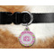 Pink & Green Chevron Round Pet Tag on Collar & Dog