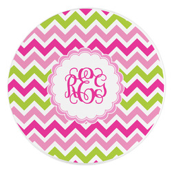 Pink & Green Chevron Round Stone Trivet (Personalized)