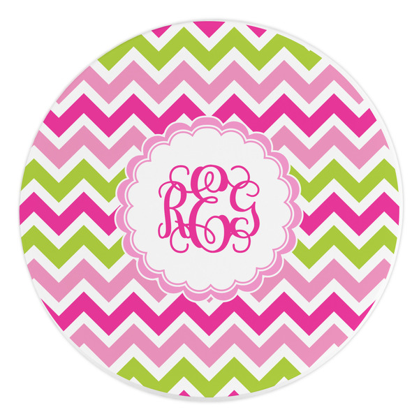 Custom Pink & Green Chevron Round Stone Trivet (Personalized)