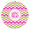 Pink & Green Chevron Round Stone Trivet (Personalized)