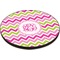 Pink & Green Chevron Round Table Top (Angle Shot)