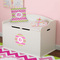 Pink & Green Chevron Round Wall Decal on Toy Chest