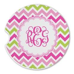 Pink & Green Chevron Sandstone Car Coaster - Single (Personalized)