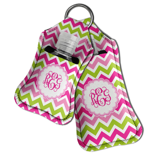Pink & Green Chevron Sanitizer Holder Keychain - Both in Case (PARENT)