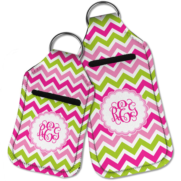 Pink & Green Chevron Sanitizer Holder Keychain - Parent Main