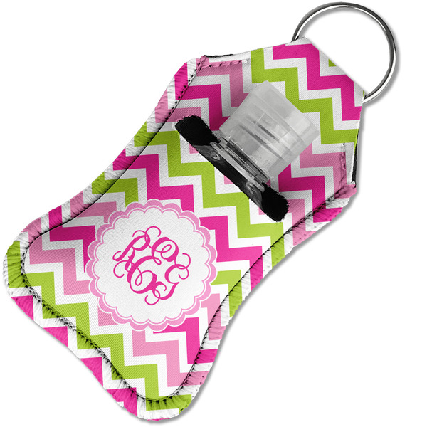 Pink & Green Chevron Sanitizer Holder Keychain - Small in Case