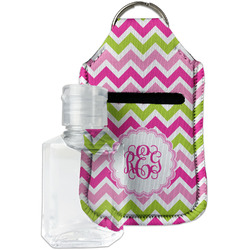 Pink & Green Chevron Hand Sanitizer & Keychain Holder (Personalized)
