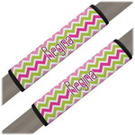 Pink & Green Chevron Seat Belt Covers (Set of 2) (Personalized)
