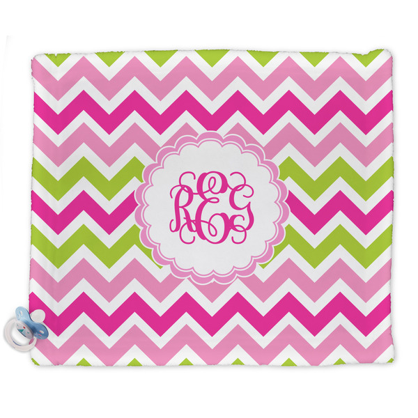 Custom Pink & Green Chevron Security Blanket - Single Sided (Personalized)
