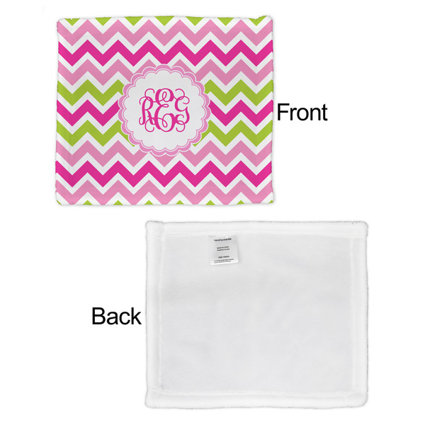 Pink & Green Chevron Security Blanket - Front & White Back View