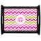 Pink & Green Chevron Black Wooden Tray - Large (Personalized)