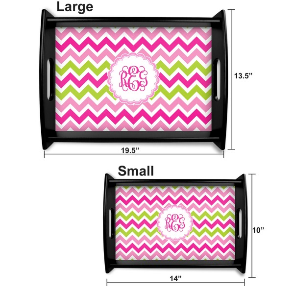 Pink & Green Chevron Serving Tray Black Sizes