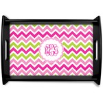 Pink & Green Chevron Black Wooden Tray - Small (Personalized)