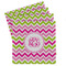 Pink & Green Chevron Set of 4 Sandstone Coasters - Front View