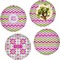 Pink & Green Chevron Set of Lunch / Dinner Plates