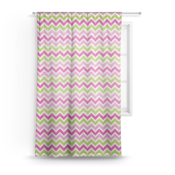 Custom Pink & Green Chevron Sheer Curtain - 50"x84"