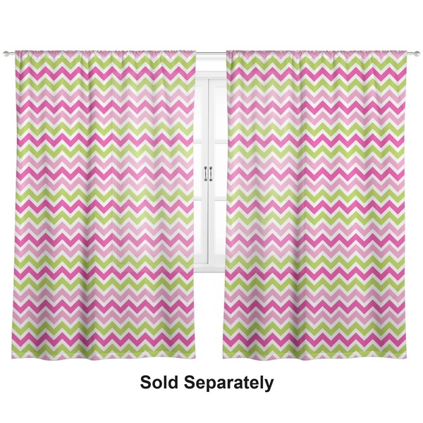 Pink & Green Chevron Sheer Curtains