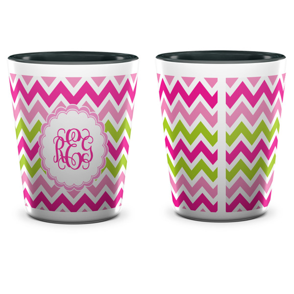 Pink & Green Chevron Shot Glass - Two Tone - APPROVAL