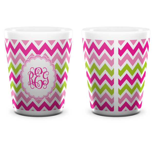 Pink & Green Chevron Shot Glass - White - APPROVAL
