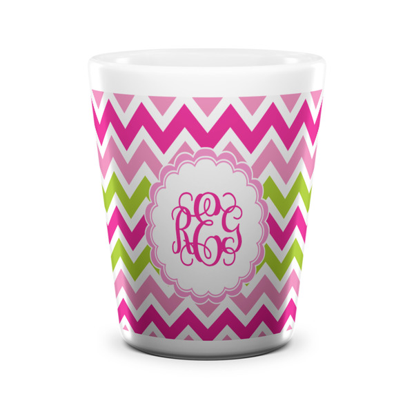 Pink & Green Chevron Shot Glass - White - FRONT