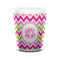 Pink & Green Chevron Ceramic Shot Glass - 1.5 oz - White - Single (Personalized)