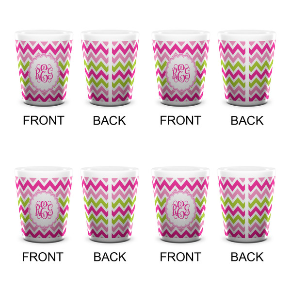 Pink & Green Chevron Shot Glass - White - Set of 4 - APPROVAL