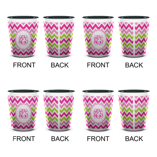Pink & Green Chevron Shot Glassess - Two Tone - Set of 4 - APPROVAL