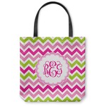 Pink & Green Chevron Canvas Tote Bag - Small - 13"x13" (Personalized)
