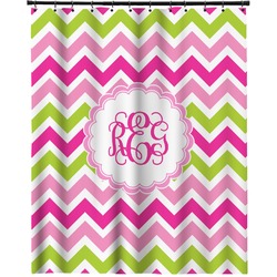Pink & Green Chevron Extra Long Shower Curtain - 70"x84" (Personalized)