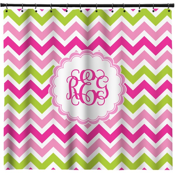 Custom Pink & Green Chevron Shower Curtain - Custom Size (Personalized)